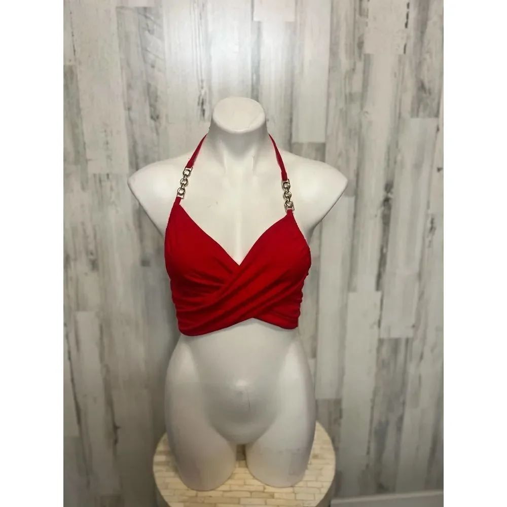 Red crossed by crop top